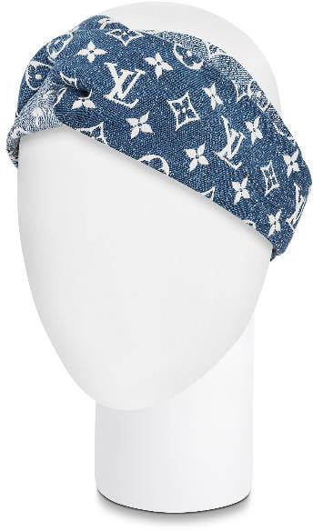 Louis Vuitton Denim Monogram Headband Hair Accessory M77470 Blauw
