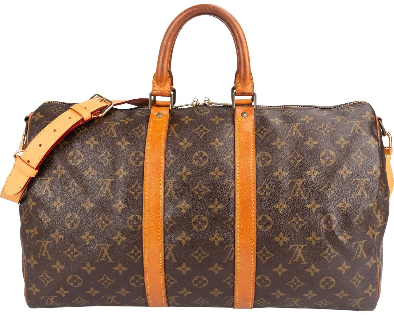 Louis Vuitton Monogram Canvas Keepall 45 Bandoulière Travel Bag Bruin