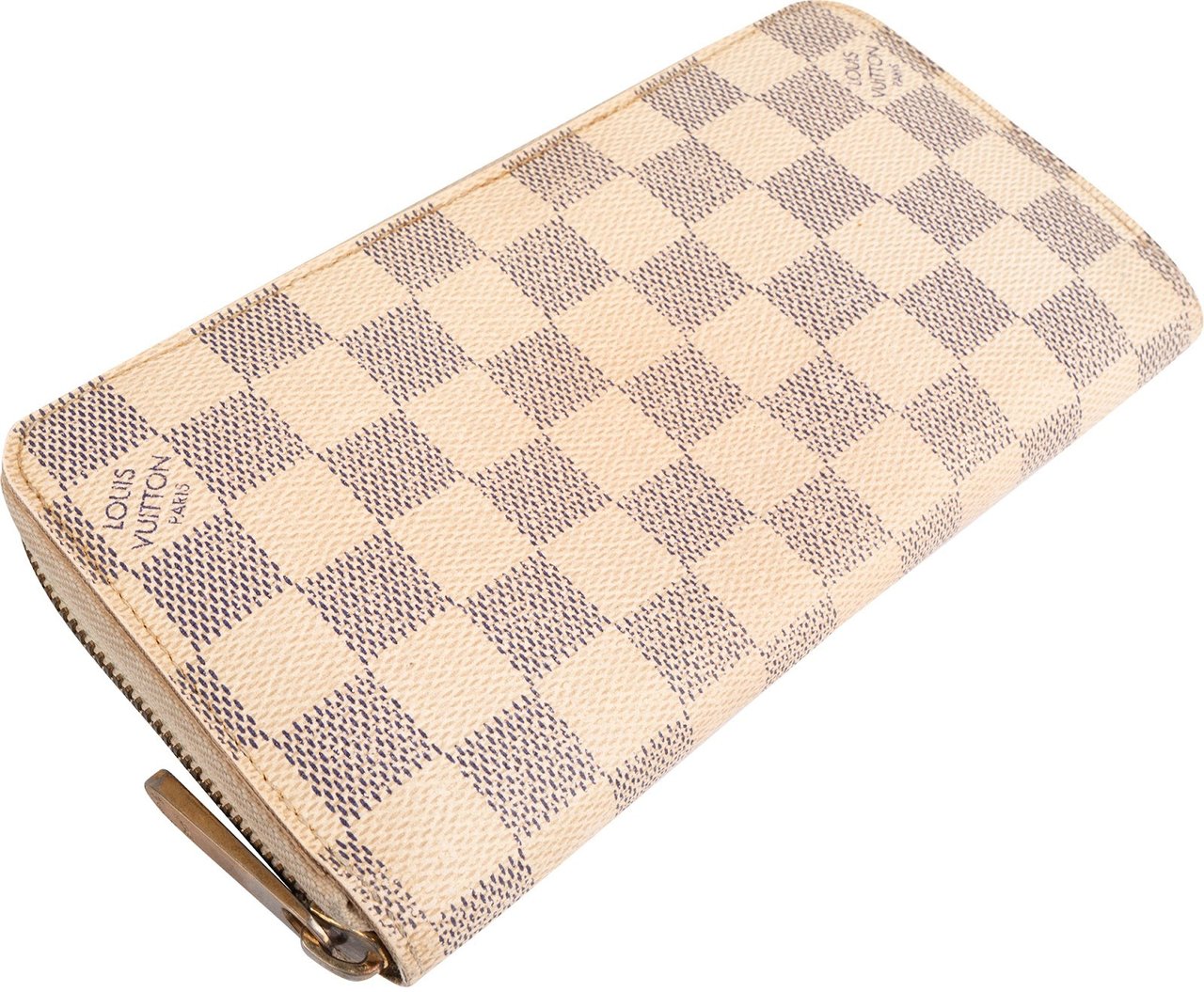 Louis Vuitton Monogram Damier Azur Canvas Zippy Wallet Beige
