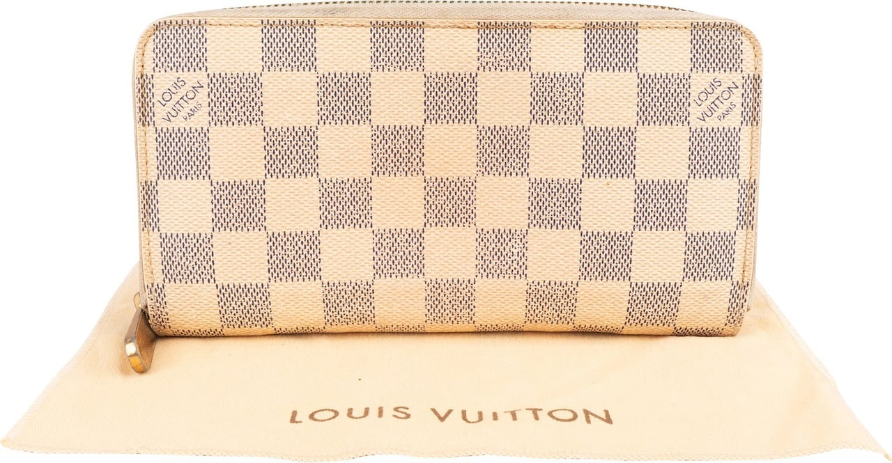 Louis Vuitton Monogram Damier Azur Canvas Zippy Wallet Beige