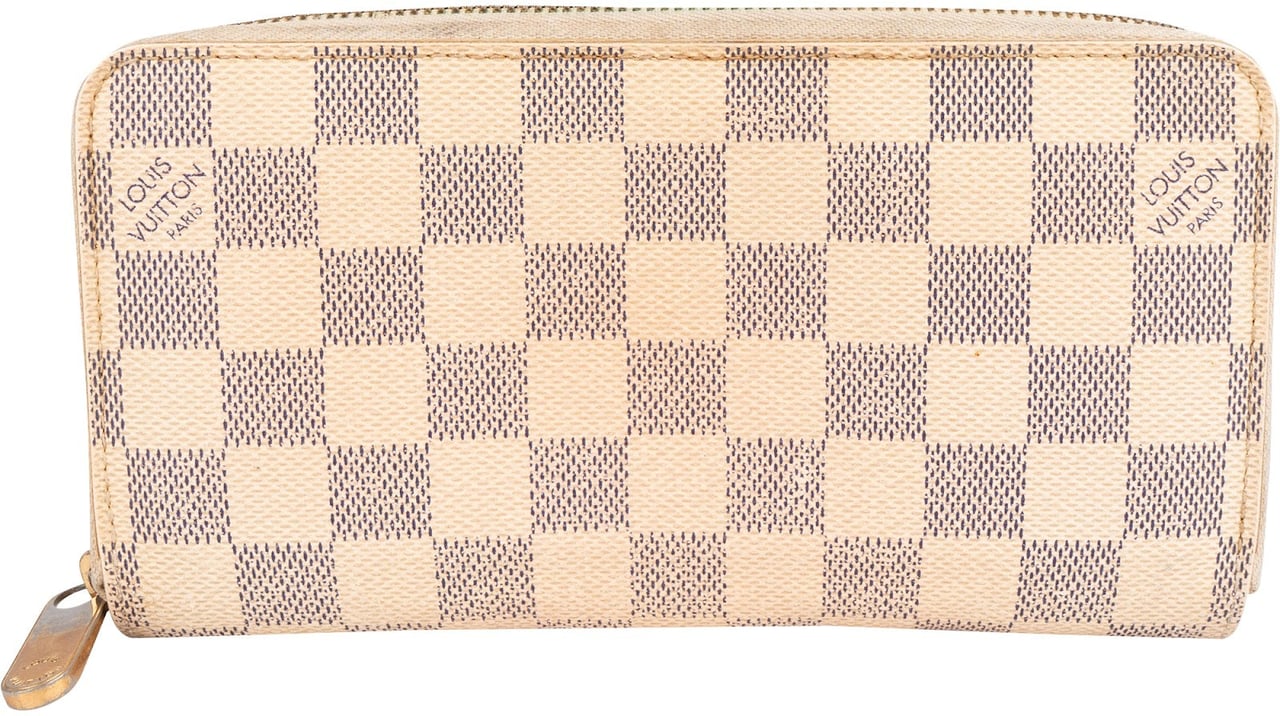Louis Vuitton Monogram Damier Azur Canvas Zippy Wallet Beige