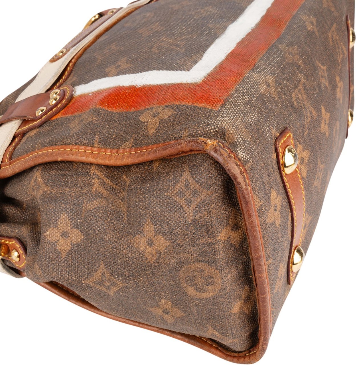 Louis Vuitton Limited Monogram Tussue Rayures Handbag Bruin