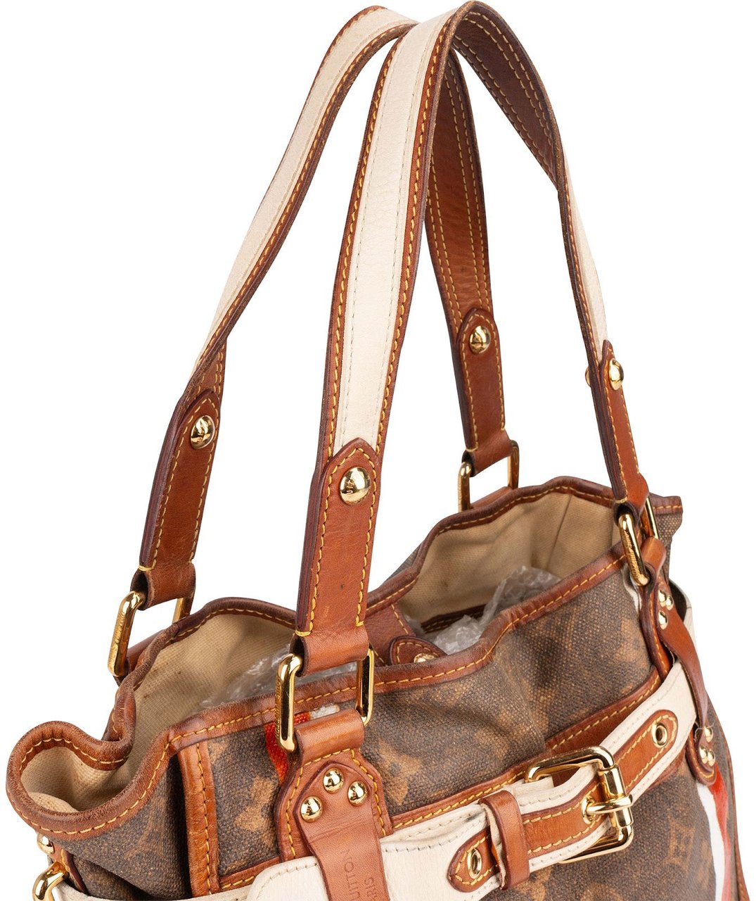 Louis Vuitton Limited Monogram Tussue Rayures Handbag Bruin