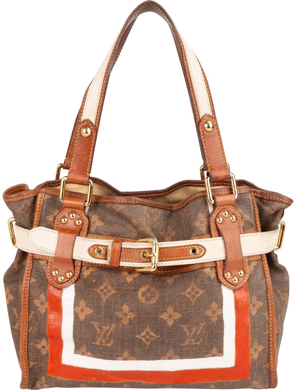 Louis Vuitton Limited Monogram Tussue Rayures Handbag Bruin