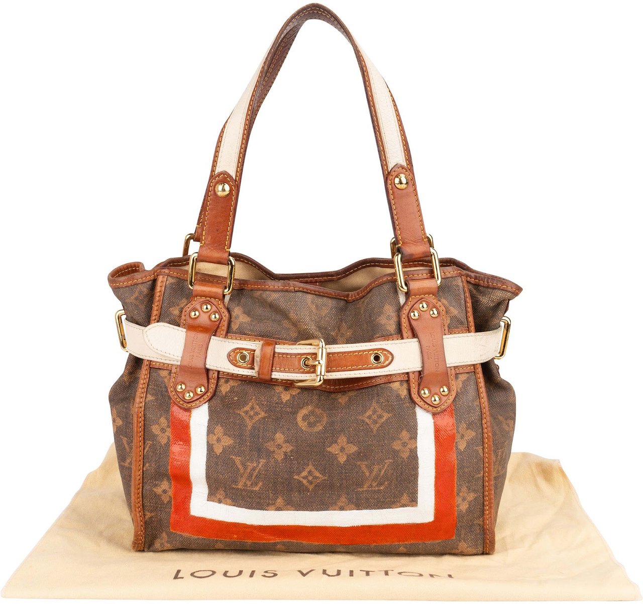 Louis Vuitton Limited Monogram Tussue Rayures Handbag Bruin