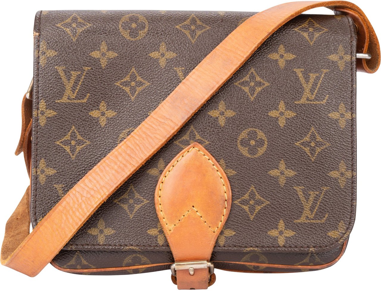 Louis Vuitton Louis Vuitton Canvas Monogram Cartouchiere MM Crossbody Bag Bruin