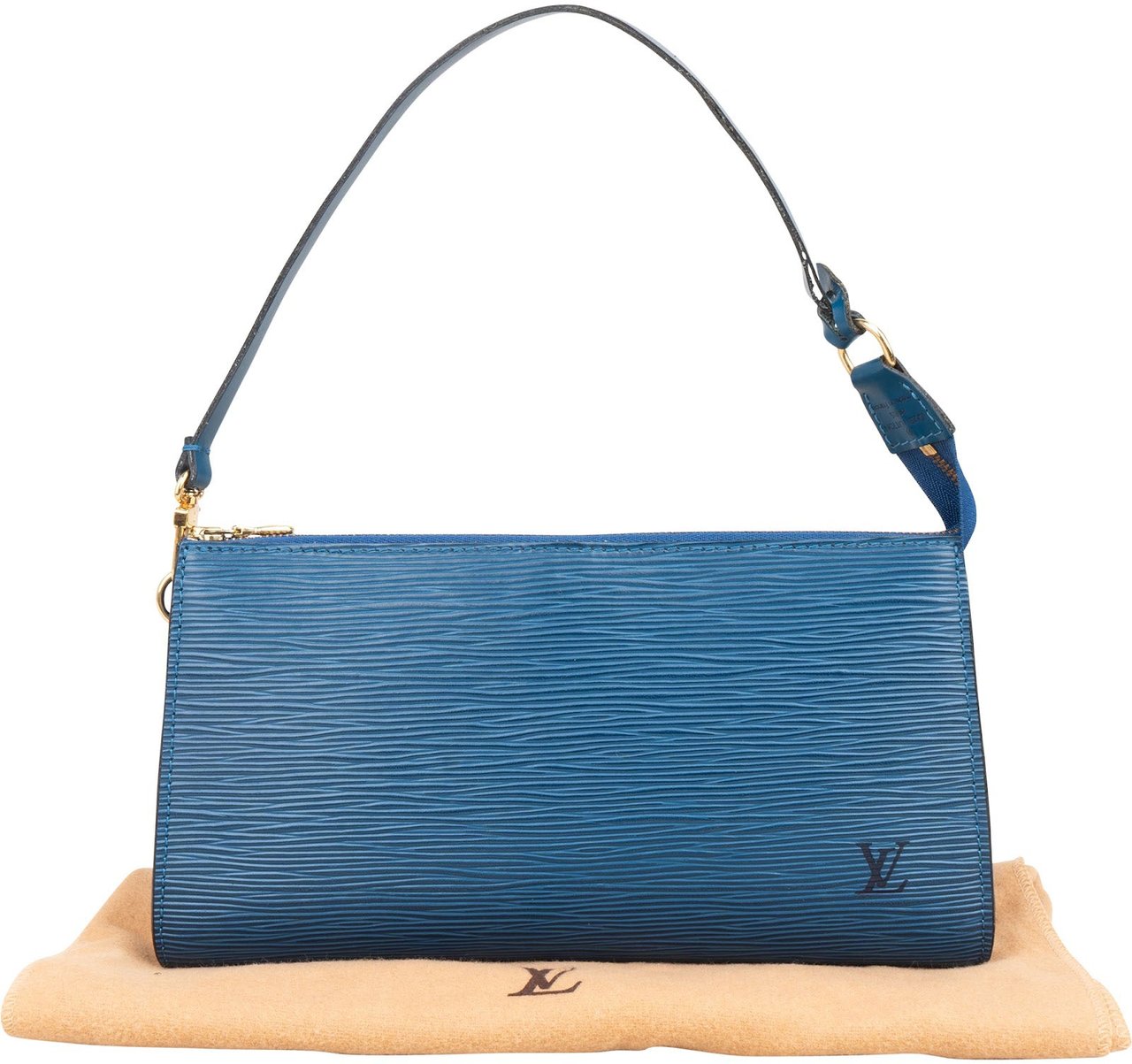Louis Vuitton Blue Epi Leather Pochette Accessoires Handbag Blauw