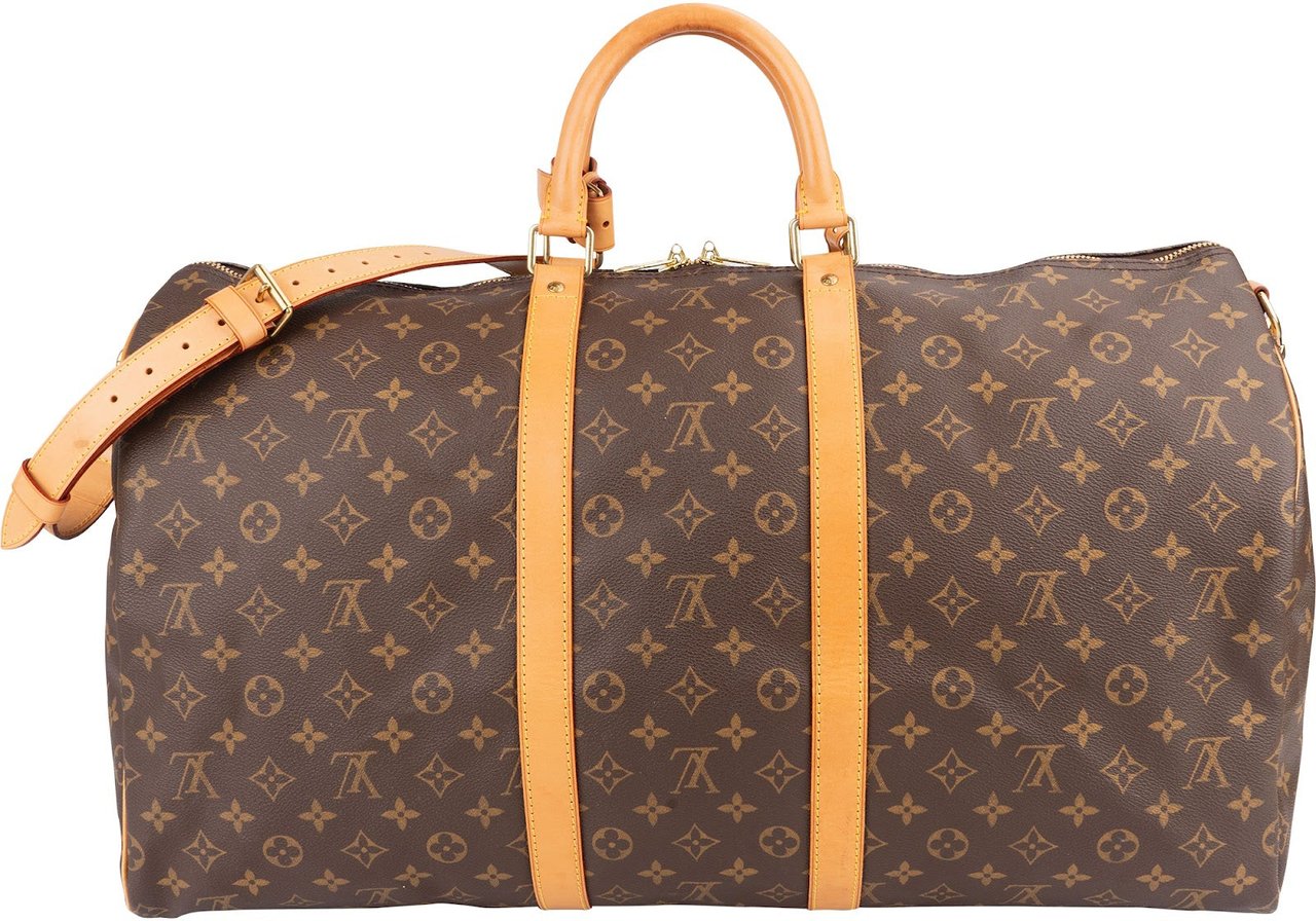Louis Vuitton Monogram Canvas Keepall 55 Bandoulière Travel Bag Bruin