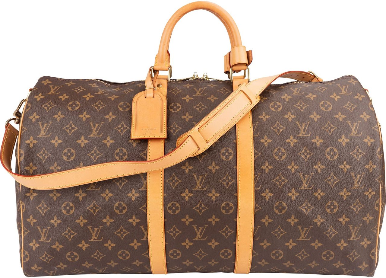Louis Vuitton Monogram Canvas Keepall 55 Bandoulière Travel Bag Bruin