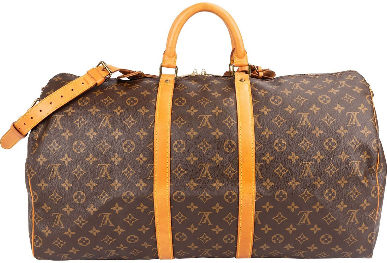 Louis Vuitton Monogram Canvas Keepall 55 Bandoulière Travel Bag Bruin