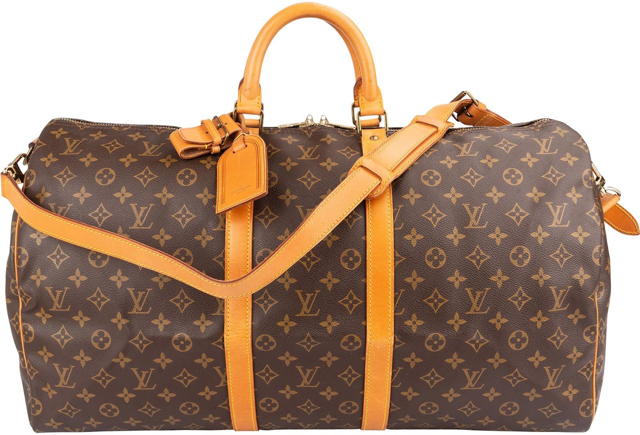 Louis Vuitton Monogram Canvas Keepall 55 Bandoulière Travel Bag Bruin