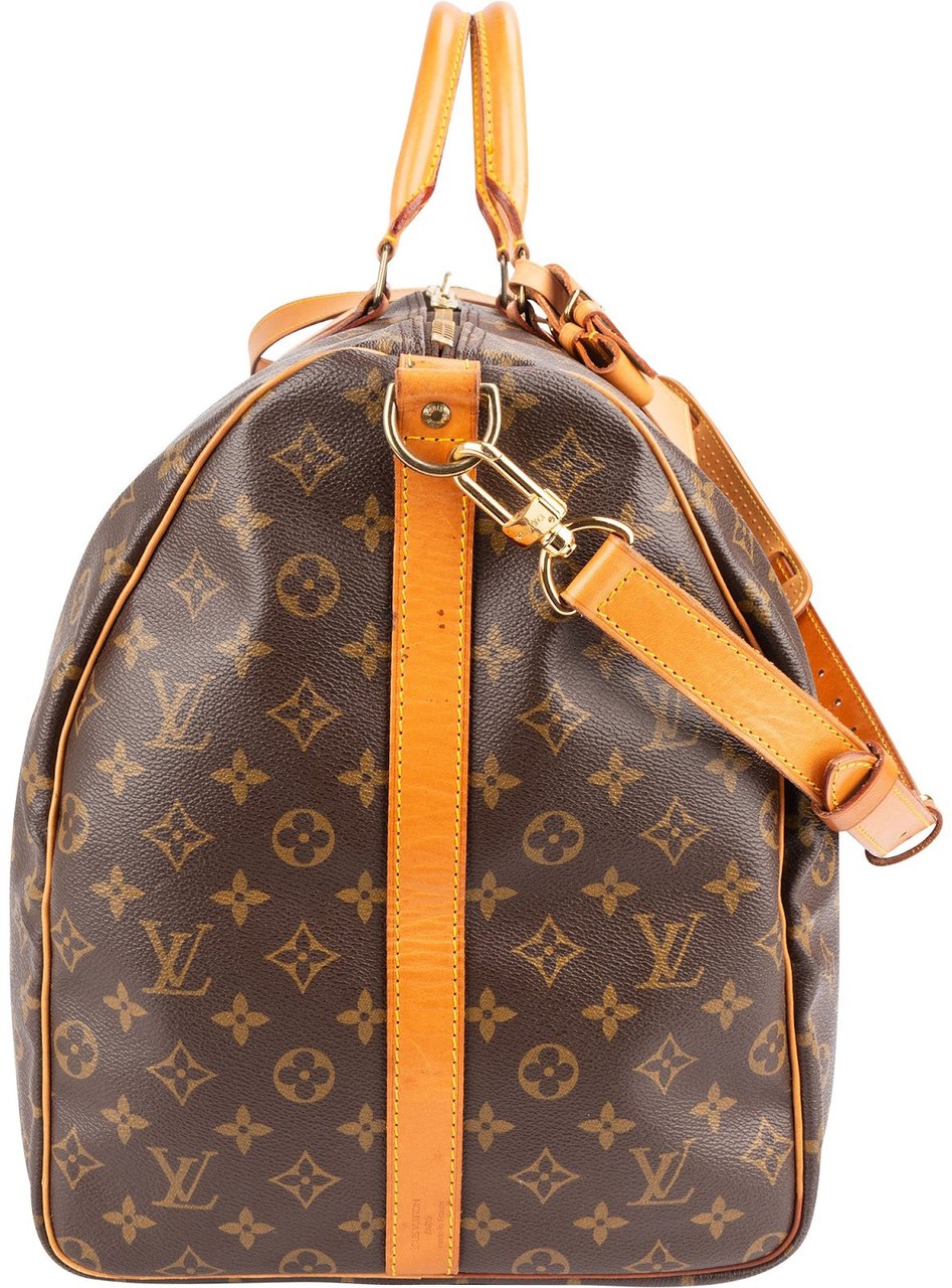 Louis Vuitton Monogram Canvas Keepall 60 Bandoulière Travel Bag Bruin