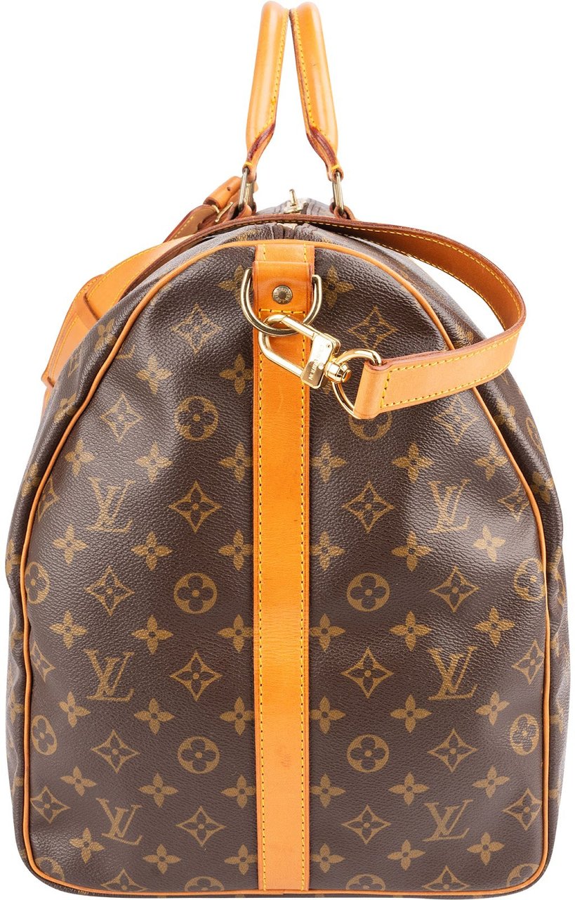 Louis Vuitton Monogram Canvas Keepall 60 Bandoulière Travel Bag Bruin
