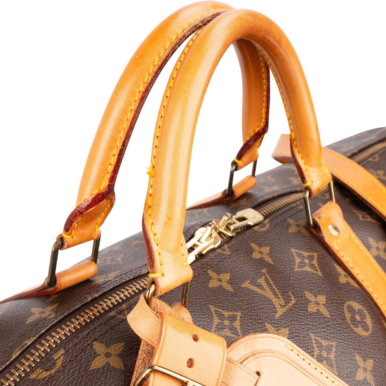 Louis Vuitton Monogram Canvas Keepall 60 Bandoulière Travel Bag Bruin