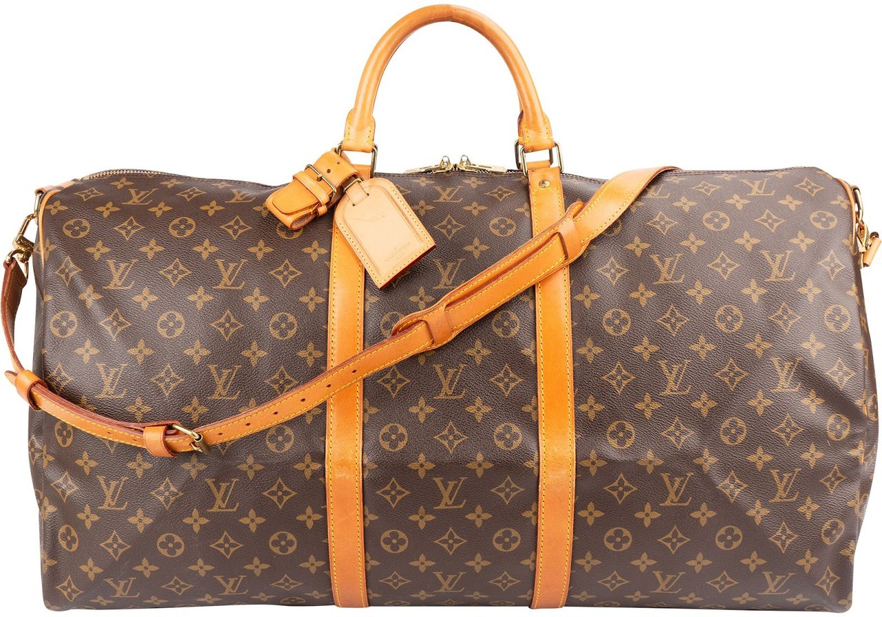 Louis Vuitton Monogram Canvas Keepall 60 Bandoulière Travel Bag Bruin