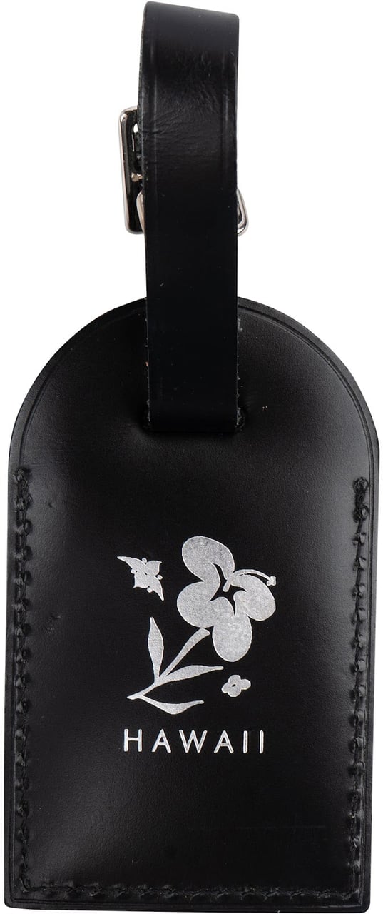 Louis Vuitton Noir Leather Hawaii Stitch Luggage Tag (S.S) Zwart