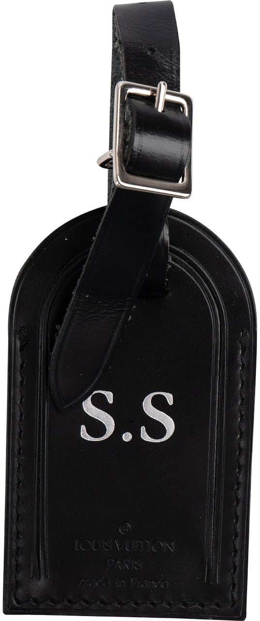 Louis Vuitton Noir Leather Hawaii Stitch Luggage Tag (S.S) Zwart