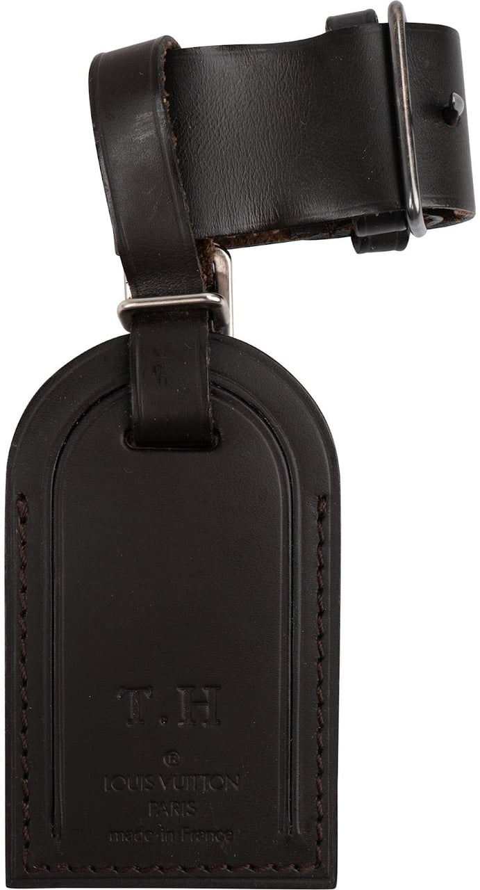 Louis Vuitton Noir Leather Luggage Tag Set (T.H) Bruin
