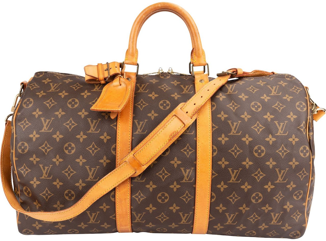Louis Vuitton Monogram Canvas Keepall 50 Bandoulière Travel Bag Bruin