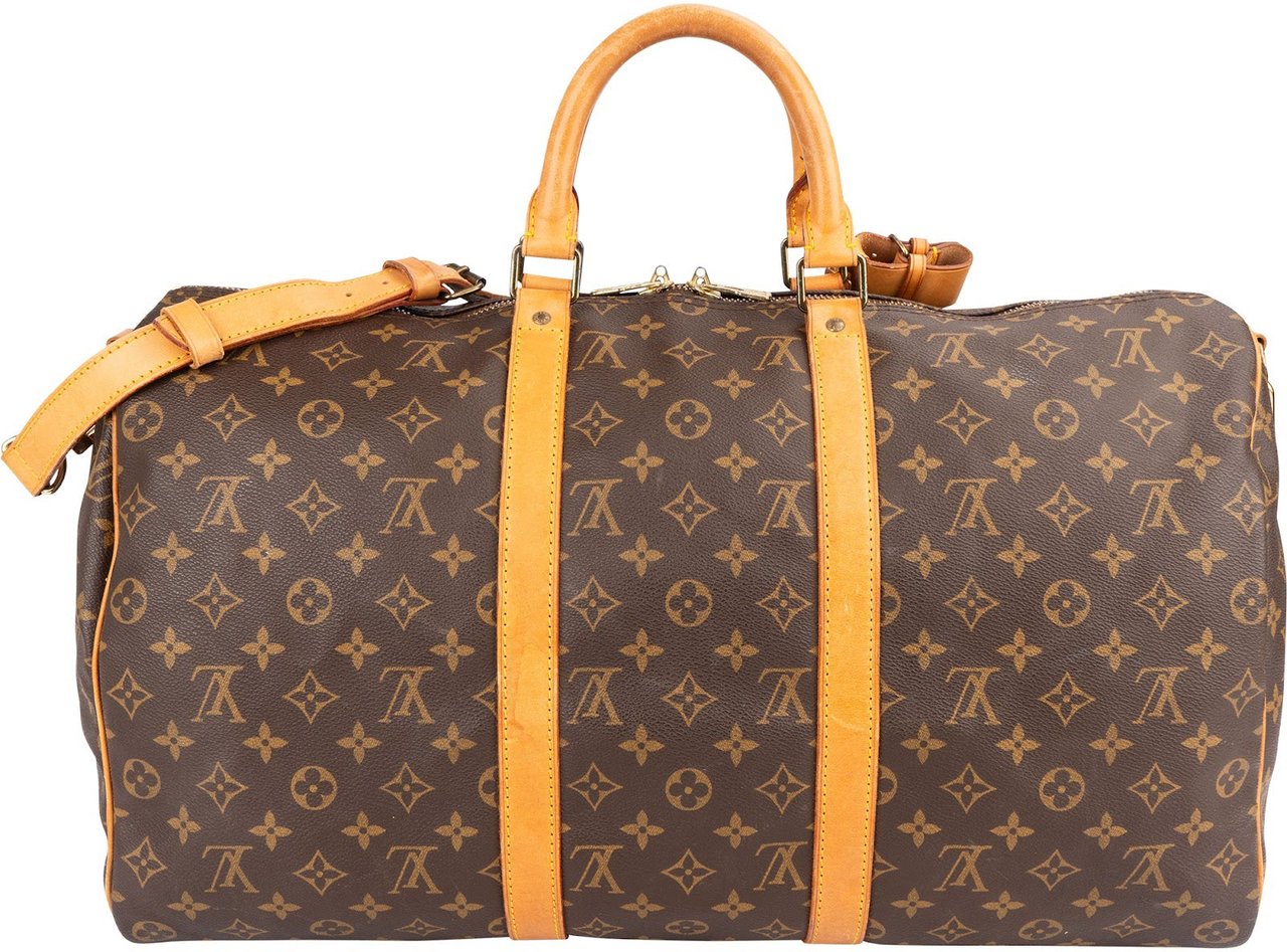 Louis Vuitton Monogram Canvas Keepall 50 Bandoulière Travel Bag Bruin