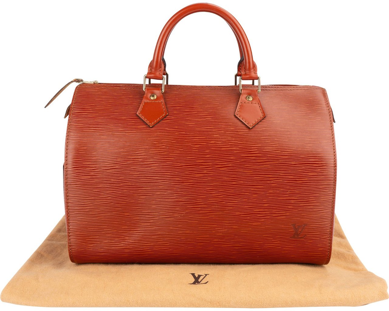 Louis Vuitton Cognac Epi Leather Speedy 30 Handbag Oranje