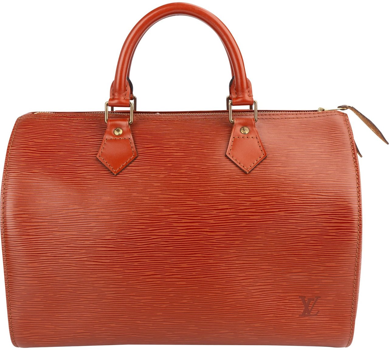 Louis Vuitton Cognac Epi Leather Speedy 30 Handbag Oranje