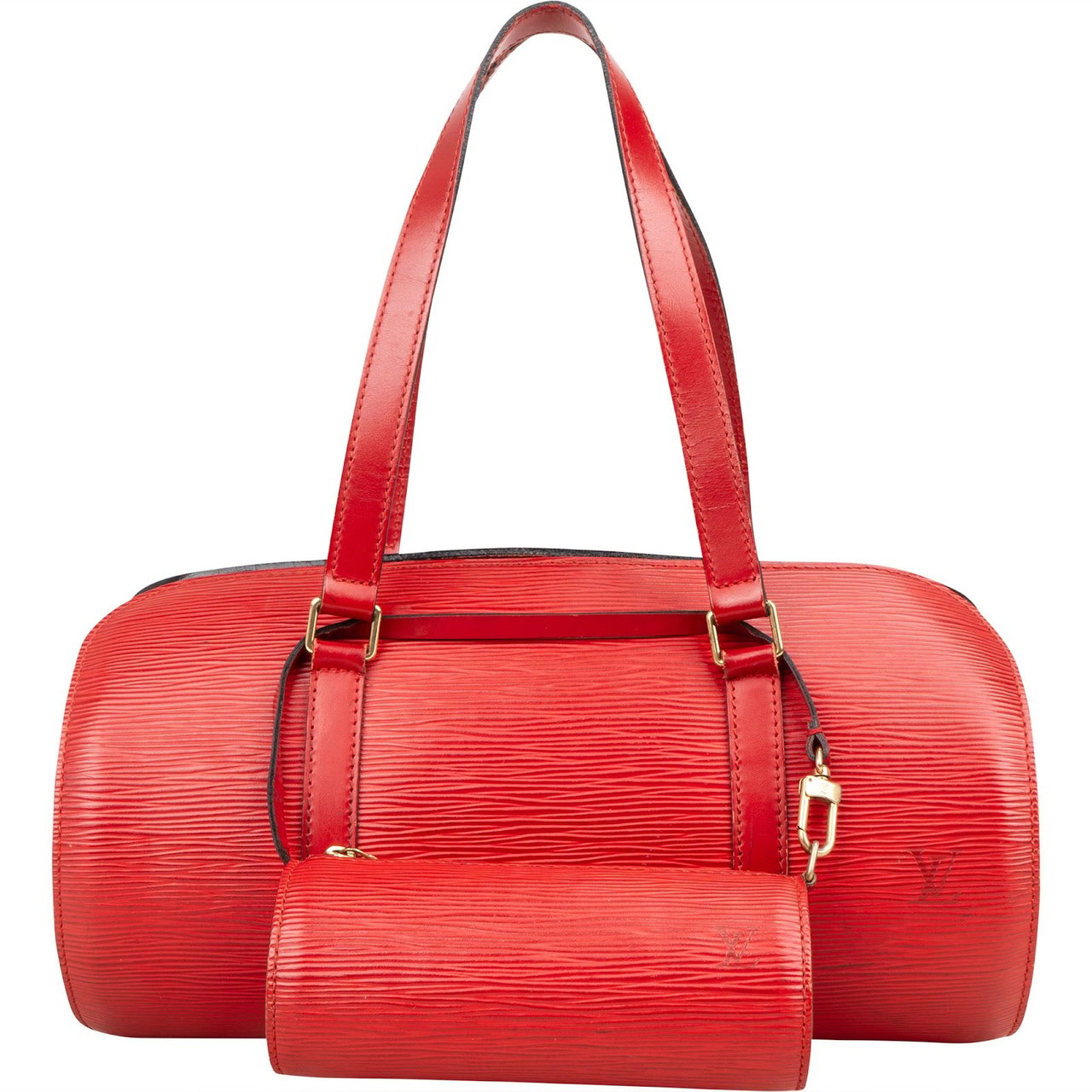 Louis Vuitton Red Epi Leather Epi Leather Soufflot Set Handbag Rood