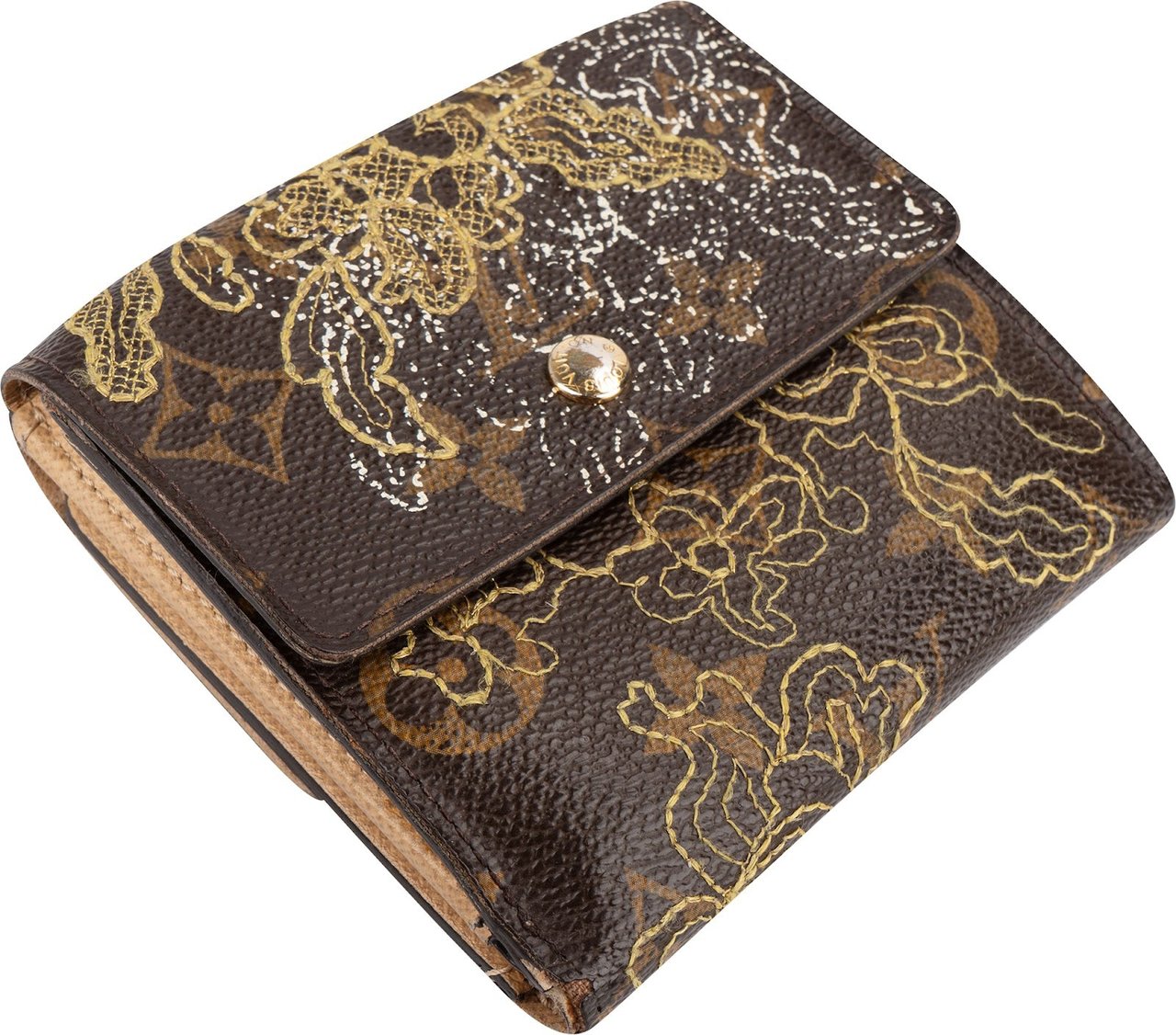 Louis Vuitton Louis Vuitton Canvas Monogram Stitched Dentelle Ludlow Elise Wallet Beige