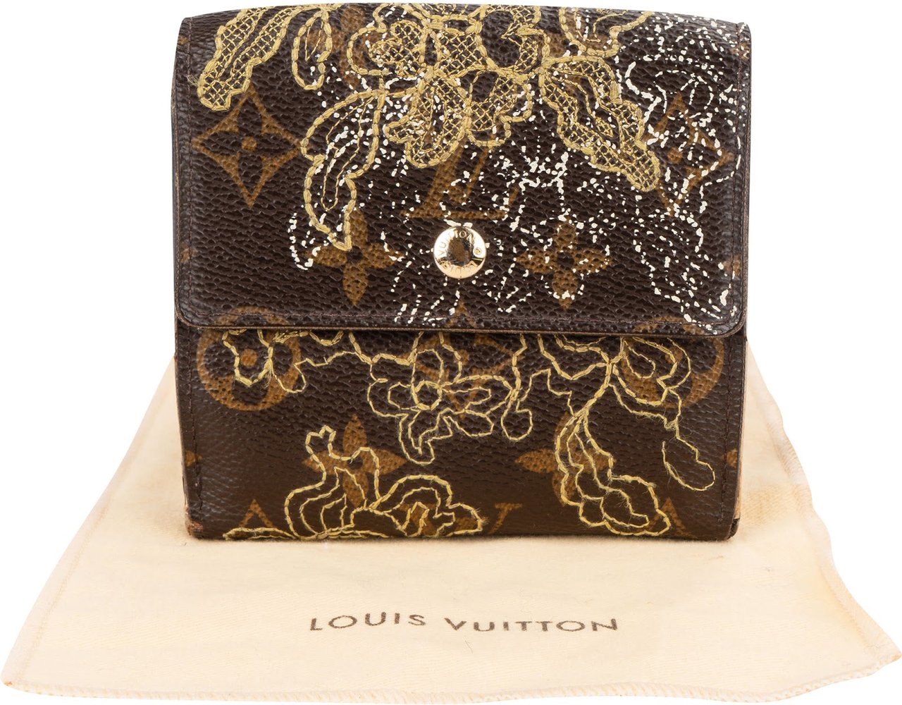 Louis Vuitton Canvas Monogram Stitched Dentelle Ludlow Elise Wallet Divers