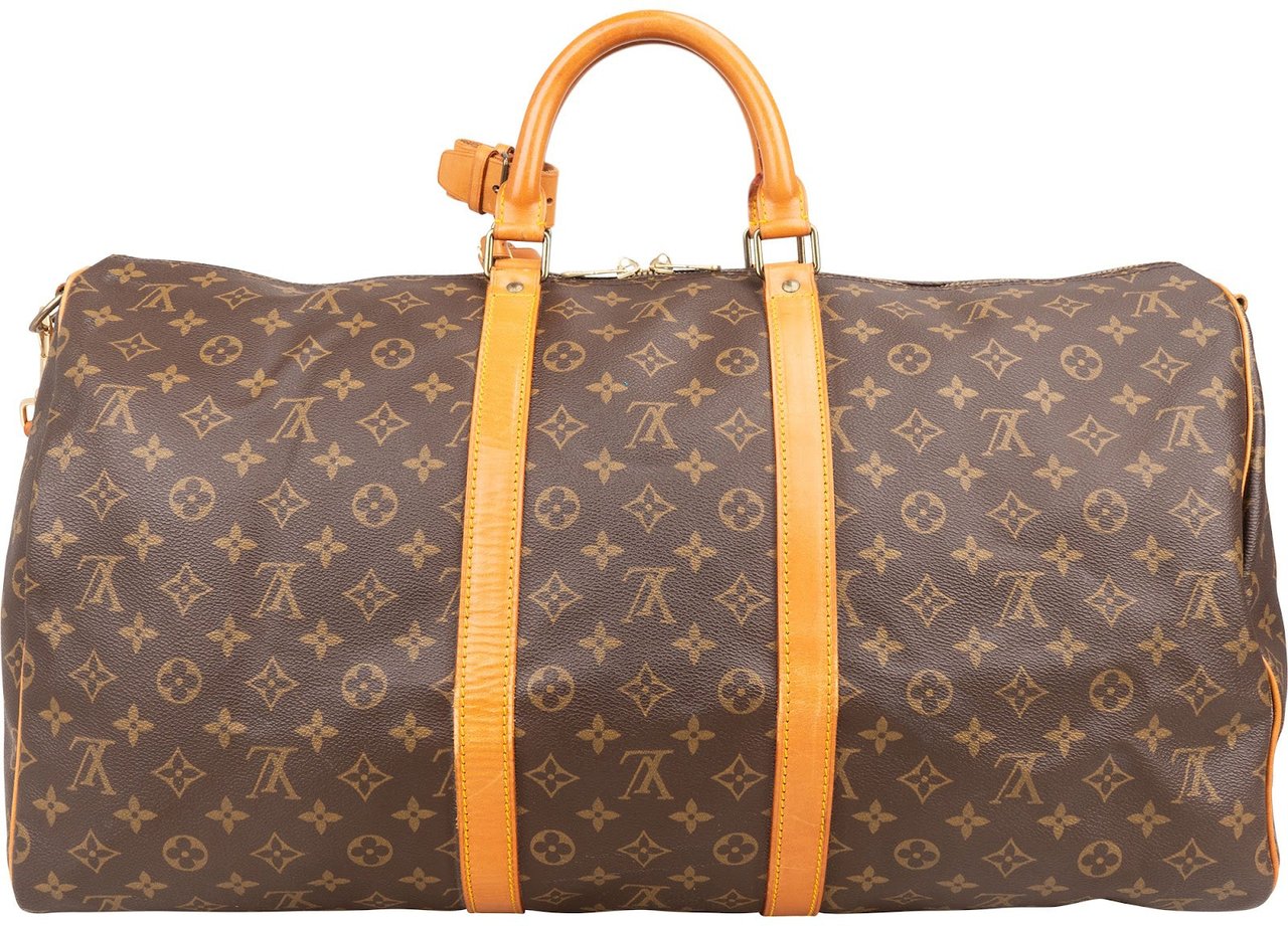 Louis Vuitton Monogram Canvas Keepall 55 Bandoulière Travel Bag Bruin