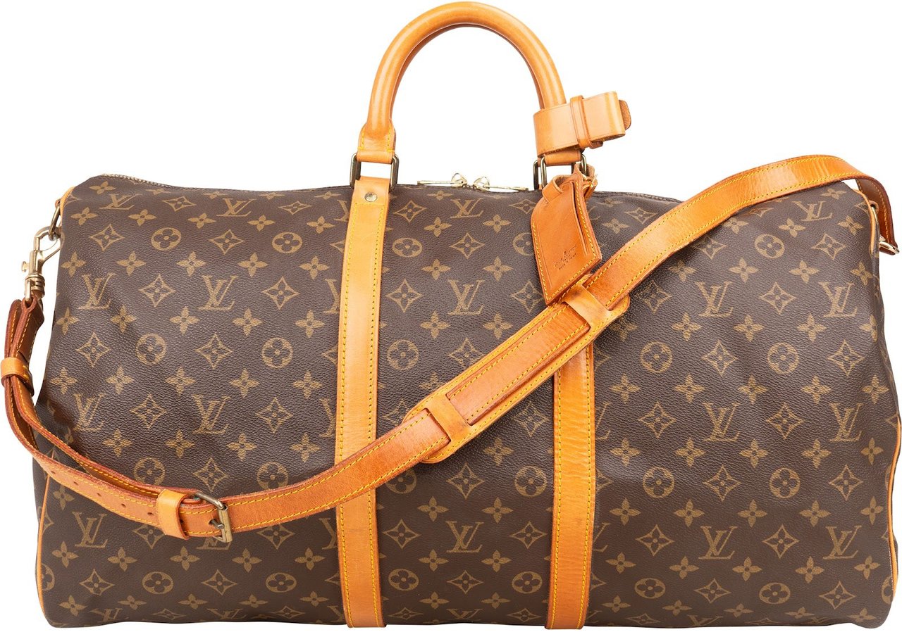 Louis Vuitton Monogram Canvas Keepall 55 Bandoulière Travel Bag Bruin