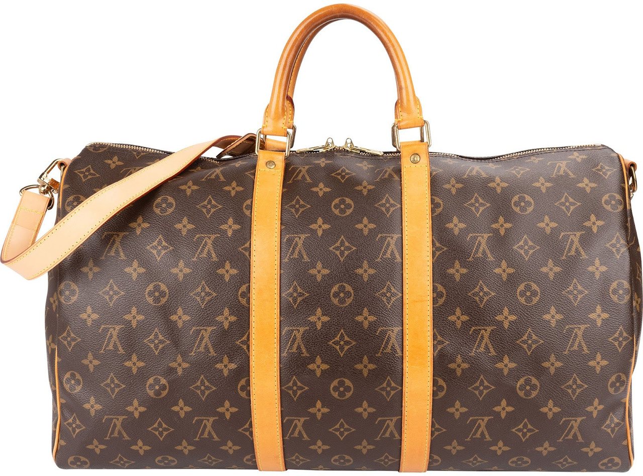 Louis Vuitton Monogram Canvas Keepall 50 Bandoulière Travel Bag Bruin