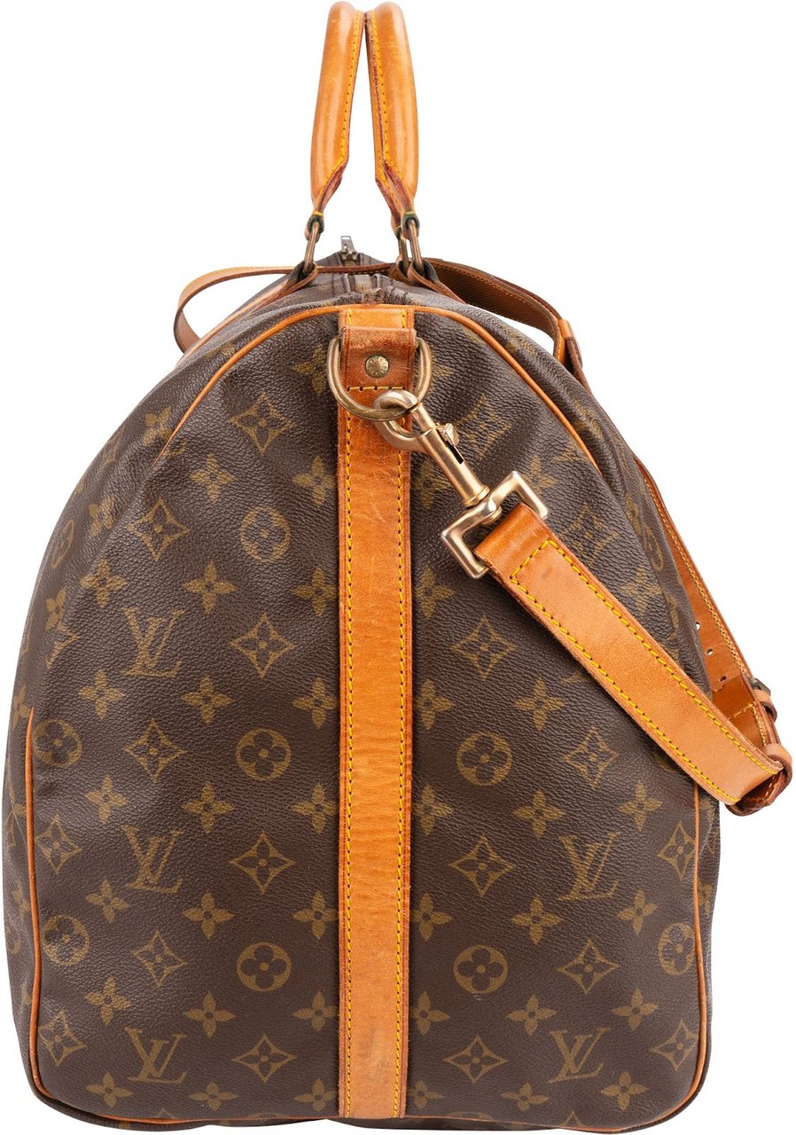 Louis Vuitton Monogram Canvas Keepall 60 Bandoulière Travel Bag Bruin