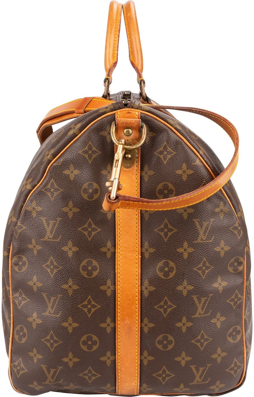 Louis Vuitton Monogram Canvas Keepall 60 Bandoulière Travel Bag Bruin