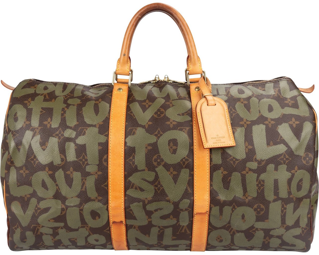 Louis Vuitton Louis Vuitton Limited Monogram Canvas Graffiti Keepall 50 Travel Bag Groen