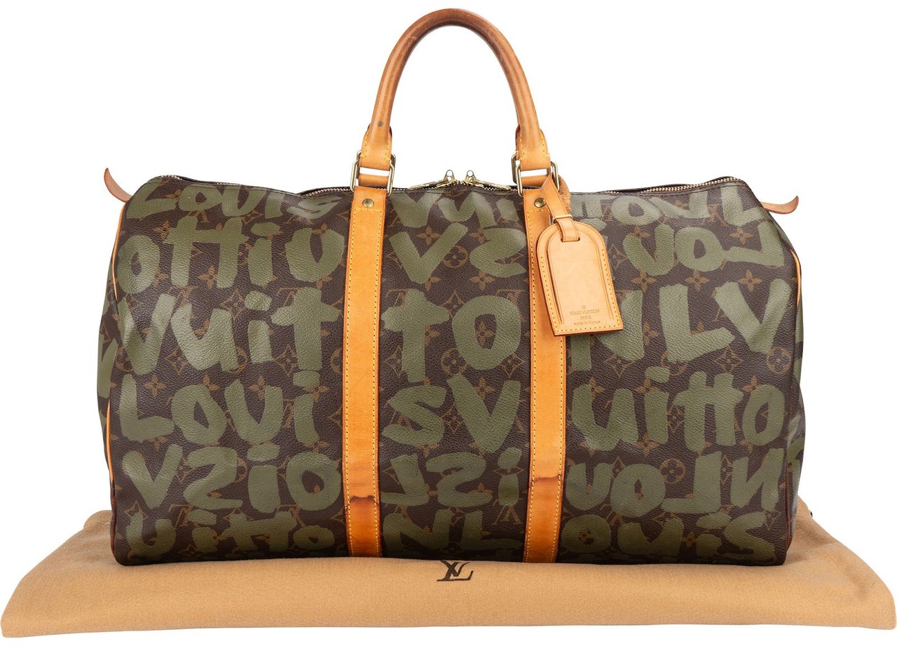 Louis Vuitton Louis Vuitton Limited Monogram Canvas Graffiti Keepall 50 Travel Bag Groen