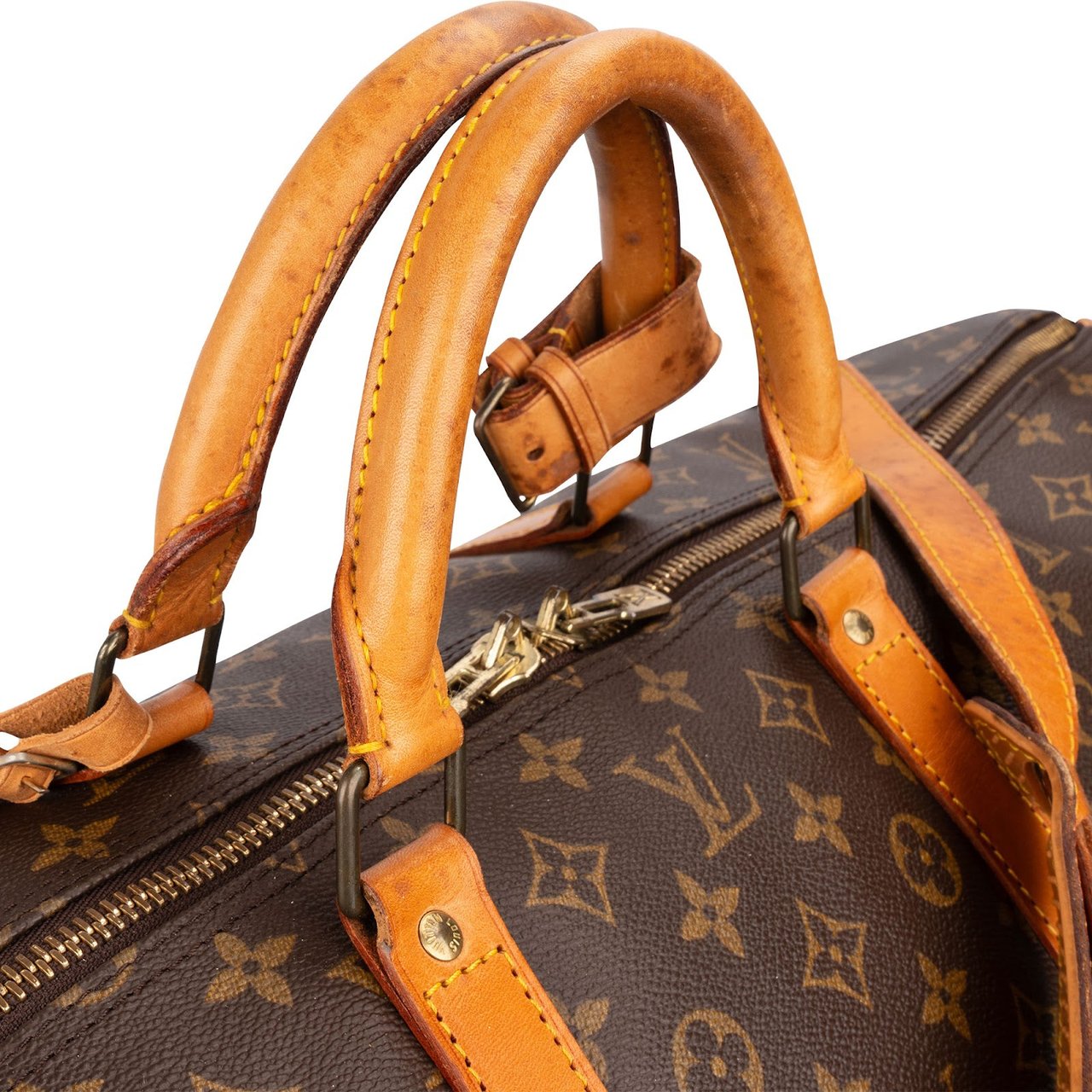 Louis Vuitton Monogram Canvas Keepall 60 Bandoulière Travel Bag Bruin