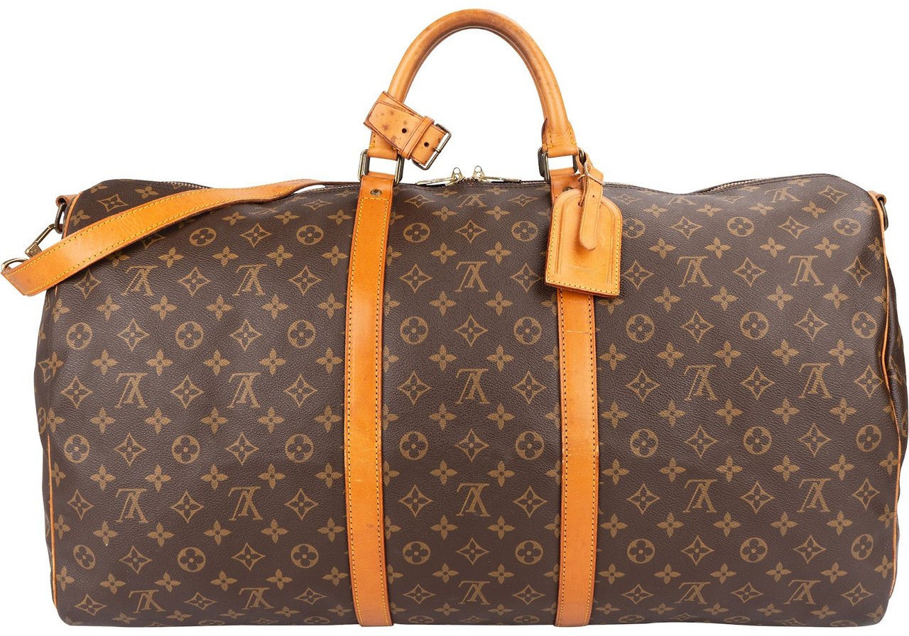 Louis Vuitton Monogram Canvas Keepall 60 Bandoulière Travel Bag Bruin