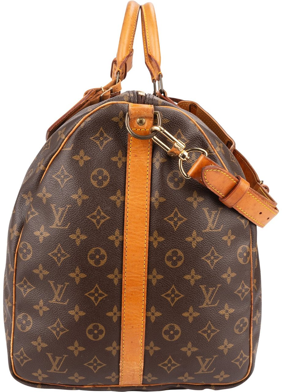 Louis Vuitton Monogram Canvas Keepall 60 Bandoulière Travel Bag Bruin