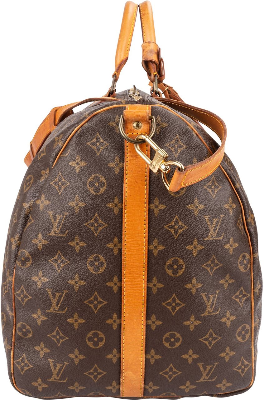 Louis Vuitton Monogram Canvas Keepall 60 Bandoulière Travel Bag Bruin