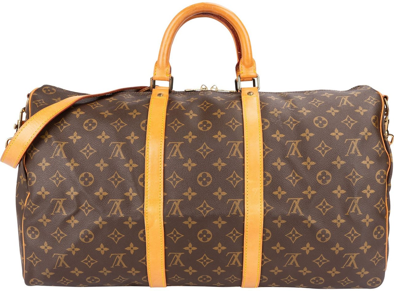 Louis Vuitton Monogram Canvas Keepall 50 Bandoulière Travel Bag Bruin