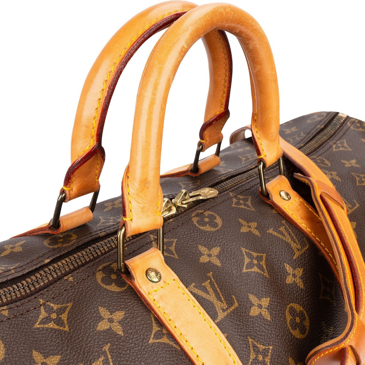 Louis Vuitton Monogram Canvas Keepall 50 Bandoulière Travel Bag Bruin