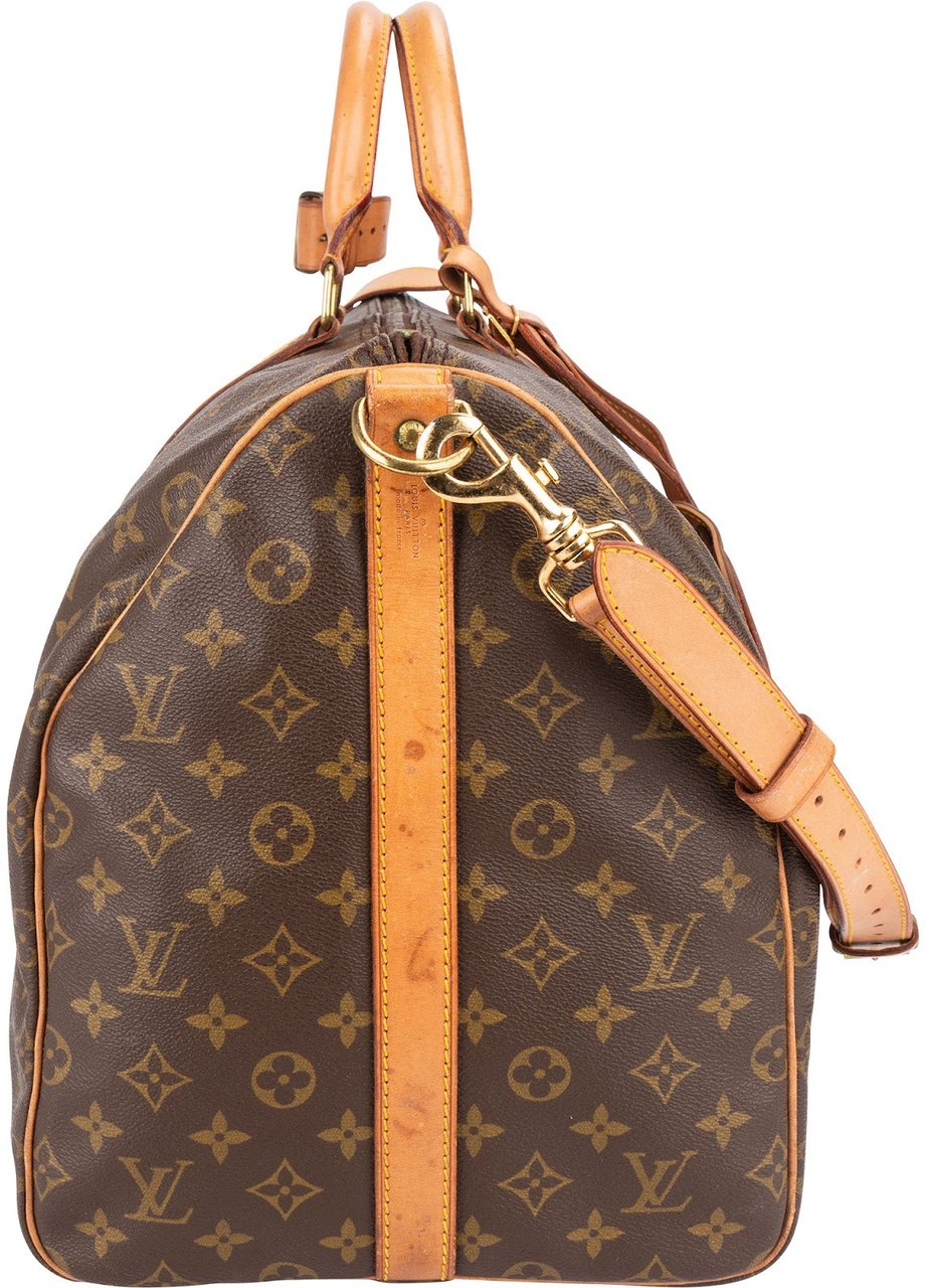 Louis Vuitton Monogram Canvas Keepall 55 Bandoulière Travel Bag Bruin