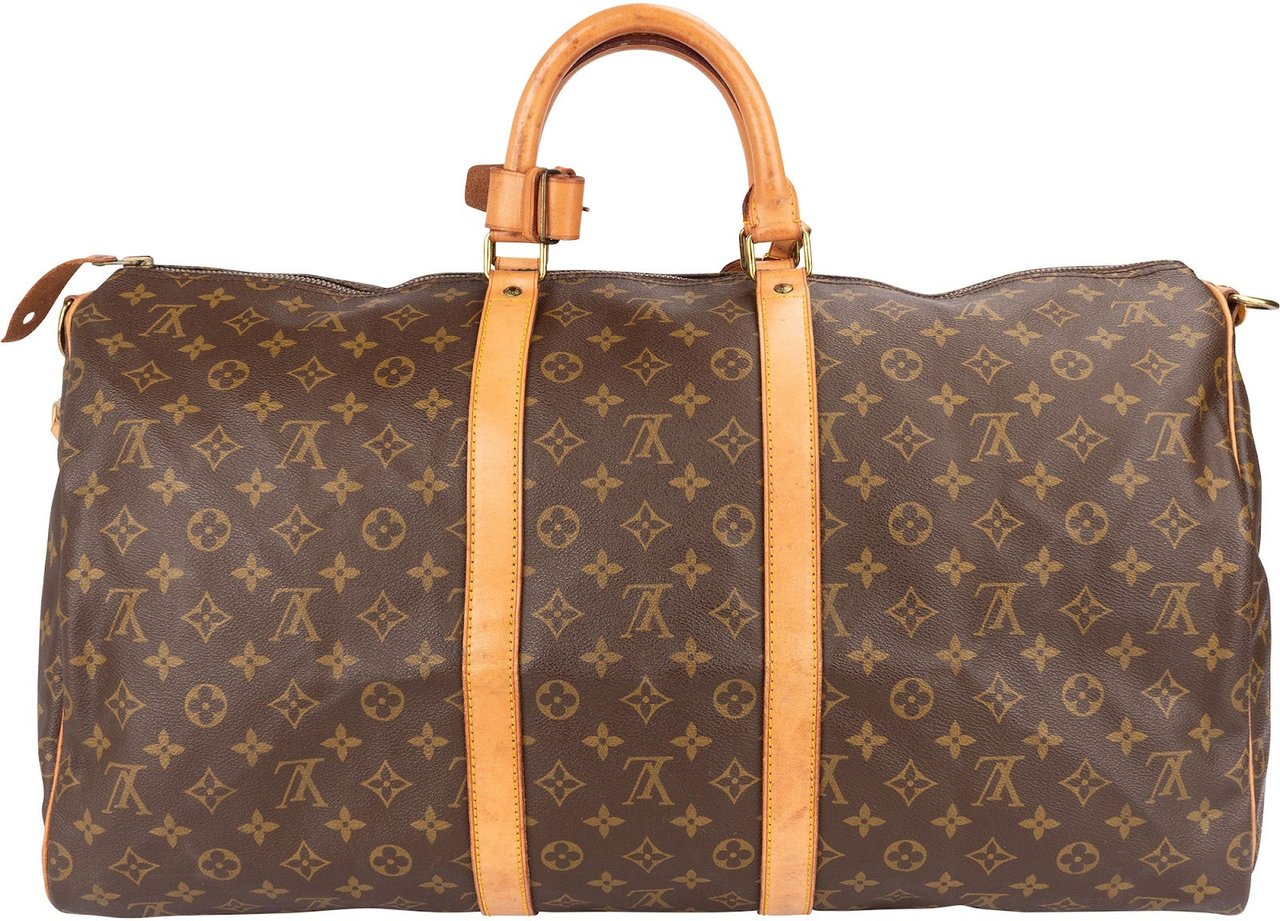 Louis Vuitton Monogram Canvas Keepall 55 Bandoulière Travel Bag Bruin
