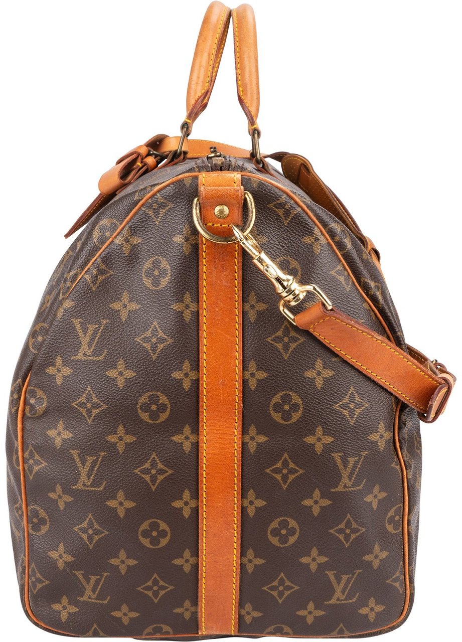 Louis Vuitton Monogram Canvas Keepall 55 Bandoulière Travel Bag Bruin