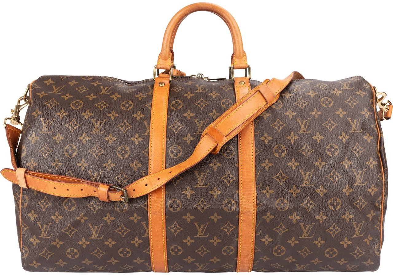 Louis Vuitton Monogram Canvas Keepall 55 Bandoulière Travel Bag Bruin