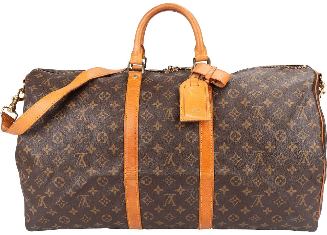 Louis Vuitton Monogram Canvas Keepall 55 Bandoulière Travel Bag Bruin
