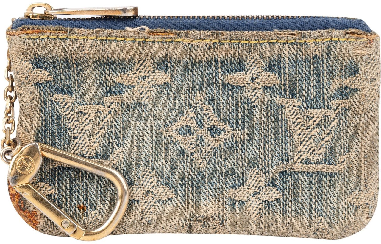 Louis Vuitton Monogram Denim Pochette Cles Key Pouch Blauw
