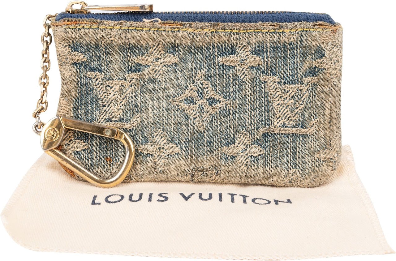 Louis Vuitton Monogram Denim Pochette Cles Key Pouch Blauw