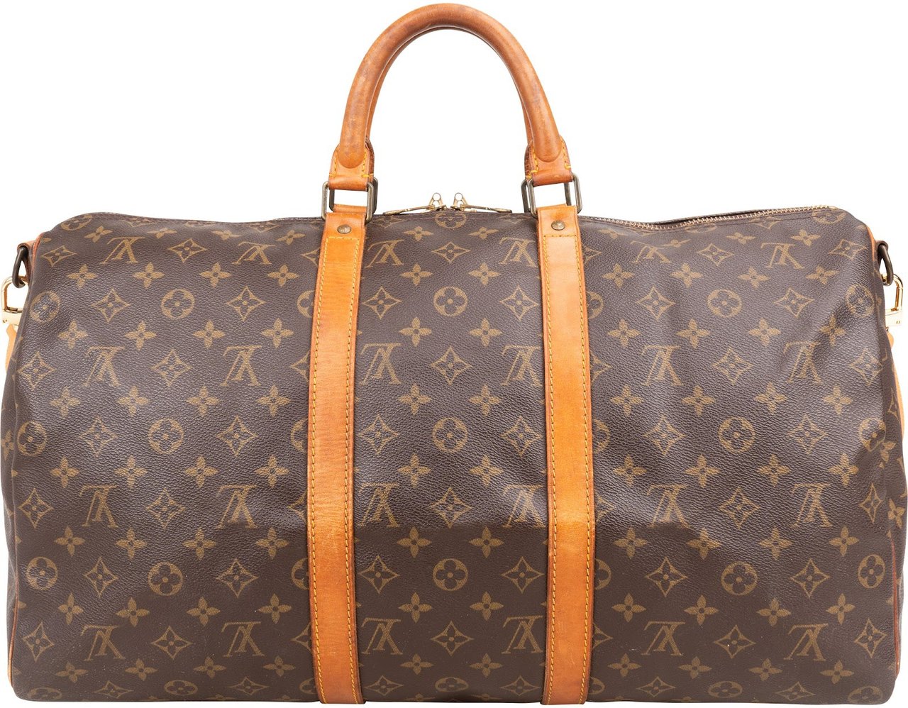 Louis Vuitton Monogram Canvas Keepall 50 Bandoulière Travel Bag Bruin